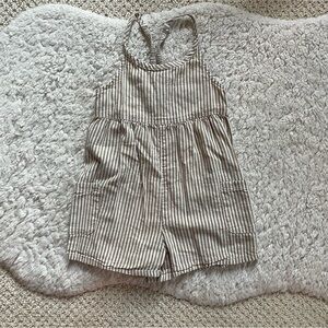 Toddler Girls Tan & White Striped Romper